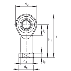 桿端軸承 GIKSR6-PS, 根據(jù) DIN ISO 12 240-4 標(biāo)準(zhǔn)，特種鋼材料，帶右旋內(nèi)螺紋，免維護(hù)