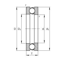 推力深溝球軸承 51128, 根據(jù) DIN 711/ISO 104 標(biāo)準(zhǔn)的主要尺寸，單向，可分離