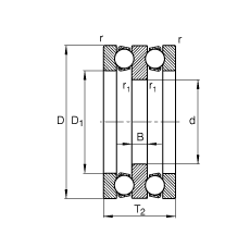 推力深溝球軸承 52308, 根據(jù) DIN 711/ISO 104 標(biāo)準(zhǔn)的主要尺寸，雙向，可分離