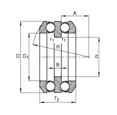 推力深溝球軸承 54210 + U210, 根據(jù) DIN 711/ISO 104 標(biāo)準(zhǔn)的主要尺寸，單向，帶球面軸承座圈和一個(gè)或兩個(gè)座圈，可分離