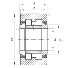 支撐型滾輪 PWTR1542-2RS, 滿裝滾子，軸向引導(dǎo)，兩側(cè)唇密封