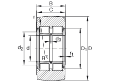 支撐型滾輪 NNTR100X240X105-2ZL, 滿裝滾子，軸向引導(dǎo)，兩側(cè)唇密封