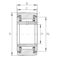 支撐型滾輪 NATR25-PP, 軸向引導(dǎo)，兩側(cè)用推力滑動(dòng)墊圈