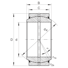 關(guān)節(jié)軸承 GE260-DO-2RS, 根據(jù) DIN ISO 12 240-1 標(biāo)準(zhǔn), 需維護，兩側(cè)唇密封