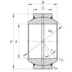 關(guān)節(jié)軸承 GE100-FO-2RS, 根據(jù) DIN ISO 12 240-1 標(biāo)準(zhǔn), 需維護(hù)，兩側(cè)唇密封