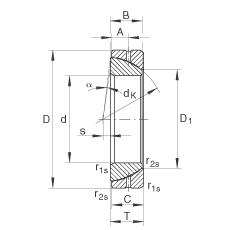 角接觸關(guān)節(jié)軸承 GE40-SX, 根據(jù) DIN ISO 12 240-2 標(biāo)準(zhǔn)，需維護(hù)