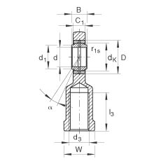 桿端軸承 GIL35-DO-2RS, 根據 DIN ISO 12 240-4 標準，帶左旋內螺紋，需維護，兩側唇密封