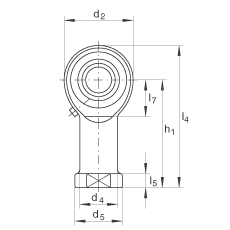 桿端軸承 GIKL20-PB, 根據(jù) DIN ISO 12 240-4 標(biāo)準(zhǔn)，帶左旋內(nèi)螺紋，需維護(hù)