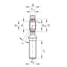 桿端軸承 GAL10-UK, 根據(jù) DIN ISO 12 240-4 標準，帶左旋外螺紋，需維護