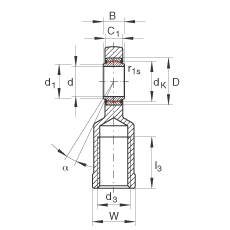 桿端軸承 GIR10-UK, 根據(jù) DIN ISO 12 240-4 標(biāo)準(zhǔn)，帶右旋內(nèi)螺紋，免維護(hù)