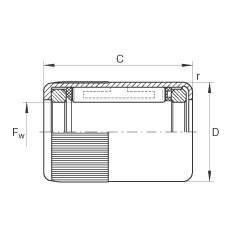 沖壓外圈滾柱離合器 HFL0308-KF-R, 滑動或滾動軸承布置，塑料彈簧，外圈滾花