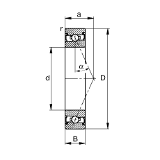 主軸軸承 HSS7007-E-T-P4S, 調(diào)節(jié)，成對(duì)安裝，接觸角 α = 25°，兩側(cè)唇密封，非接觸，限制公差