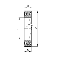 主軸軸承 HCS7026-C-T-P4S, 調(diào)節(jié)，成對安裝，接觸角 α = 15°，兩側(cè)唇密封，非接觸，限制公差