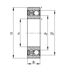 自調(diào)心球軸承 2304-2RS-TVH, 根據(jù) DIN 630 標(biāo)準(zhǔn)的主要尺寸, 兩側(cè)唇密封