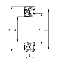 自調(diào)心球軸承 2209-K-2RS-TVH-C3, 根據(jù) DIN 630 標(biāo)準(zhǔn)的主要尺寸, 錐孔，錐度 1:12，兩側(cè)唇密封