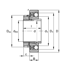 自調(diào)心球軸承 2316-K-M-C3 + H2316, 根據(jù) DIN 630 和 DIN 5415 標(biāo)準(zhǔn)的主要尺寸, 帶錐孔和緊定套