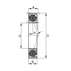 主軸軸承 HCB7028-C-T-P4S, 調(diào)節(jié)，成對(duì)或單元安裝，接觸角 α = 15°，陶瓷球，限制公差