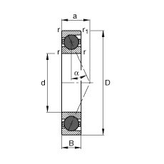 主軸軸承 HCB7219-E-T-P4S, 調(diào)節(jié)，成對或單元安裝，接觸角 α = 25°，陶瓷球，限制公差