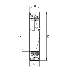 主軸軸承 HS7028-C-T-P4S, 調(diào)節(jié)，成對(duì)安裝，接觸角 α = 15°，限制公差