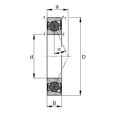 主軸軸承 HCB71928-E-2RSD-T-P4S, 調(diào)節(jié)，成對或單元安裝，接觸角 α = 25°，陶瓷球，兩側(cè)唇密封，非接觸，限制公差