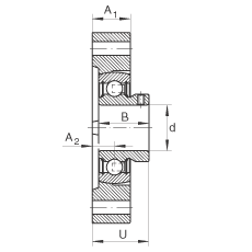 軸承座單元 FLCTEY30, 帶兩個(gè)螺栓孔的法蘭的軸承座單元，鑄鐵， 內(nèi)圈帶平頭螺釘， P 型密封，無再潤(rùn)滑結(jié)構(gòu)