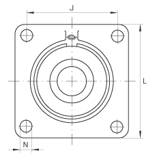 軸承座單元 PCCJ35, 帶四個(gè)螺栓孔的法蘭的軸承座單元，鑄鐵，雙列角接觸球軸承，P 型密封