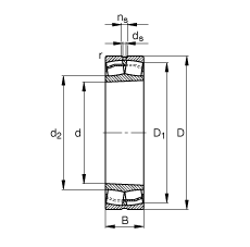 調(diào)心滾子軸承 23132-E1A-K-M, 根據(jù) DIN 635-2 標(biāo)準(zhǔn)的主要尺寸, 錐孔，錐度 1:12