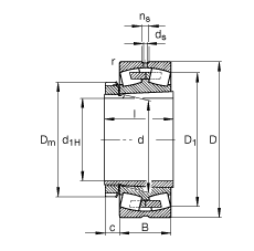 調心滾子軸承 22334-K-MB + H2334, 根據(jù) DIN 635-2 標準的主要尺寸, 帶錐孔和緊定套