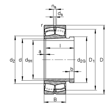 調(diào)心滾子軸承 23228-E1A-K-M + AHX3228G, 根據(jù) DIN 635-2 標(biāo)準(zhǔn)的主要尺寸, 帶錐孔和退卸套