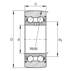 滾輪 LR50/7-2RSR, 雙向，兩側密封