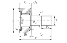 螺栓型滾輪 KR19-SK-PP, 軸向引導(dǎo)，兩側(cè)用塑料推力平墊圈