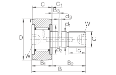 螺栓型滾輪 KR35, 軸向引導(dǎo)，兩側(cè)間隙密封